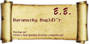 Baranszky Boglár névjegykártya